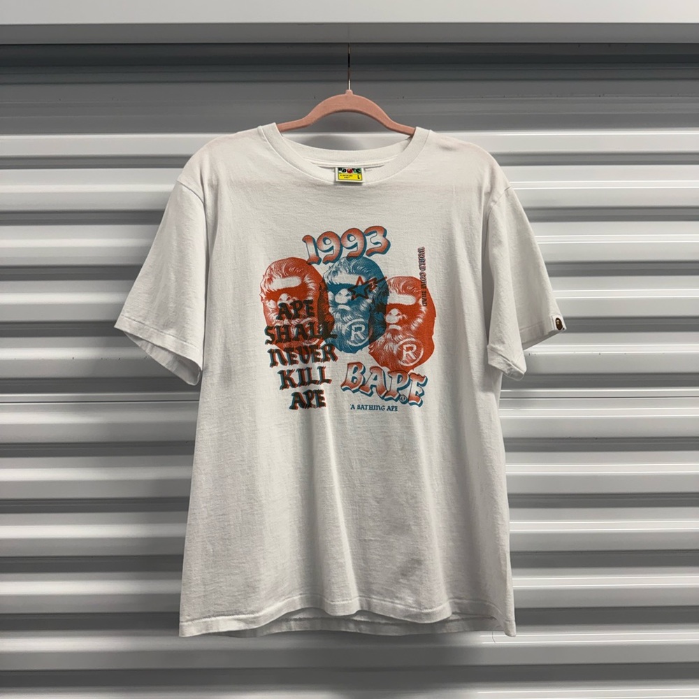Bape White Tee Triple Ape Head